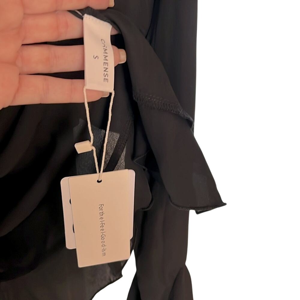Commense Black Sheer Ruffle Front Blouse - Picture 5 of 8
